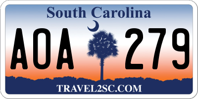 SC license plate AOA279