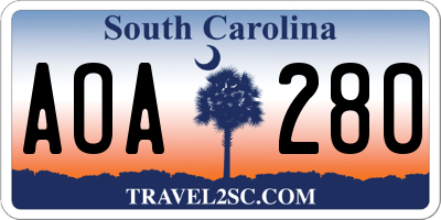 SC license plate AOA280