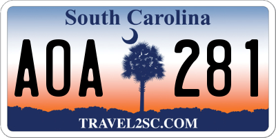 SC license plate AOA281