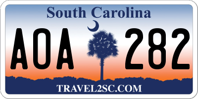 SC license plate AOA282