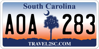 SC license plate AOA283