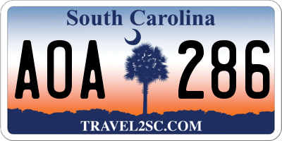 SC license plate AOA286