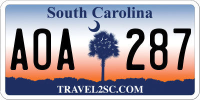 SC license plate AOA287