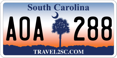 SC license plate AOA288