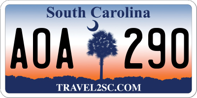 SC license plate AOA290