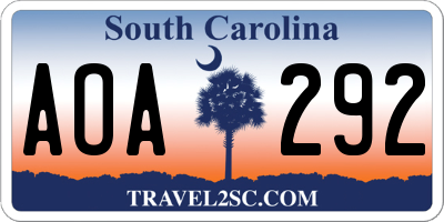 SC license plate AOA292