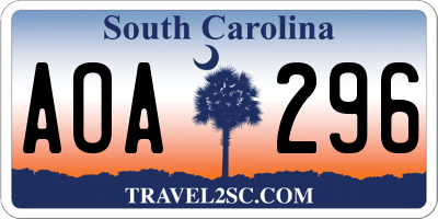 SC license plate AOA296