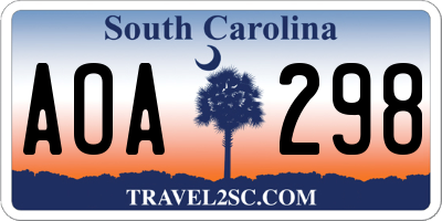 SC license plate AOA298