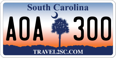 SC license plate AOA300