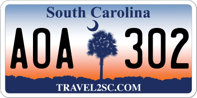 SC license plate AOA302