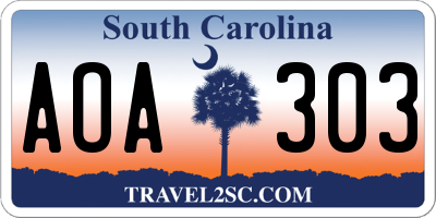 SC license plate AOA303