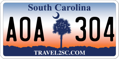 SC license plate AOA304