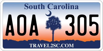SC license plate AOA305