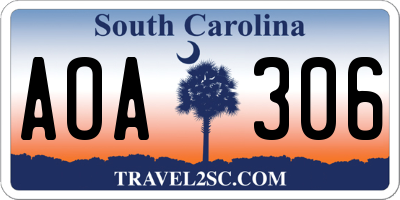 SC license plate AOA306
