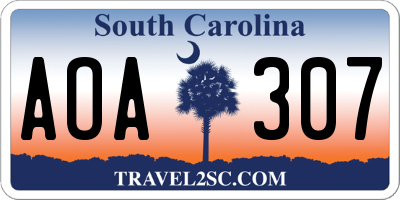 SC license plate AOA307