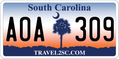 SC license plate AOA309