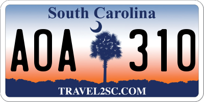 SC license plate AOA310