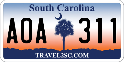 SC license plate AOA311