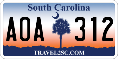 SC license plate AOA312