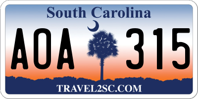 SC license plate AOA315