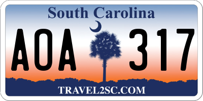 SC license plate AOA317