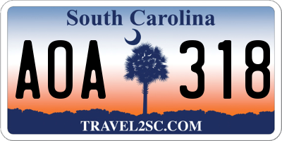 SC license plate AOA318