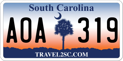 SC license plate AOA319