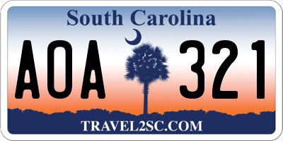 SC license plate AOA321