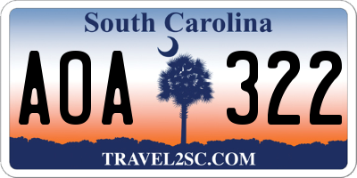 SC license plate AOA322