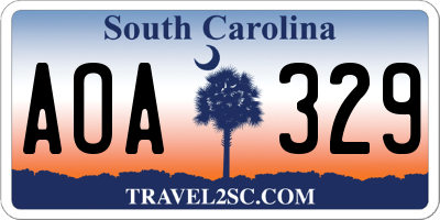 SC license plate AOA329