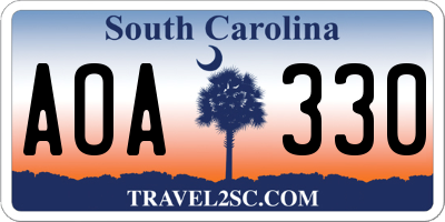 SC license plate AOA330