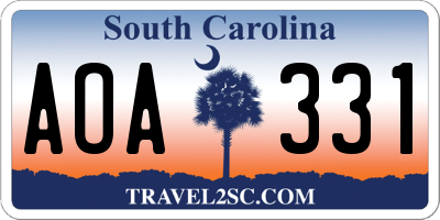 SC license plate AOA331
