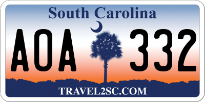 SC license plate AOA332
