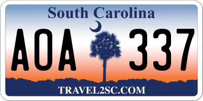 SC license plate AOA337