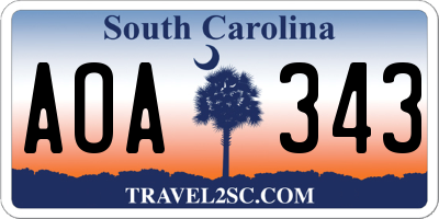 SC license plate AOA343