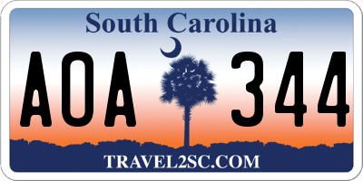 SC license plate AOA344