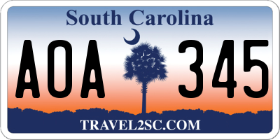 SC license plate AOA345