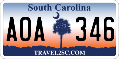 SC license plate AOA346