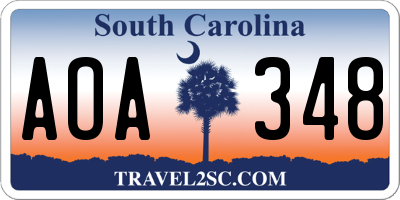 SC license plate AOA348
