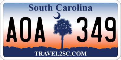 SC license plate AOA349
