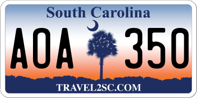 SC license plate AOA350