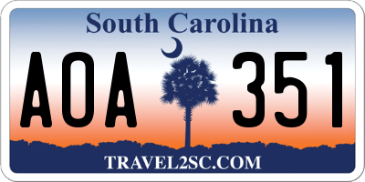 SC license plate AOA351