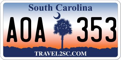 SC license plate AOA353