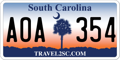 SC license plate AOA354