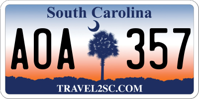 SC license plate AOA357