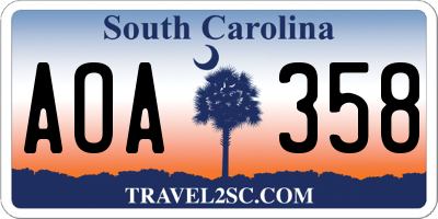 SC license plate AOA358