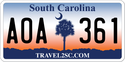 SC license plate AOA361