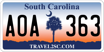 SC license plate AOA363