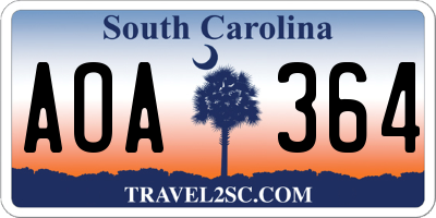 SC license plate AOA364