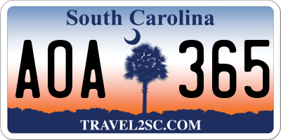 SC license plate AOA365